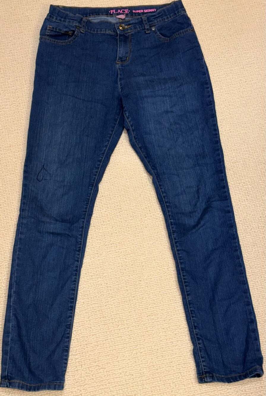 The Place Super Skinny Jeans Size 14 Dark Wash Heart Design